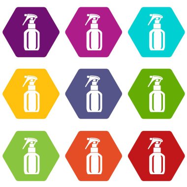 9 vektör sprey şişe Icons set