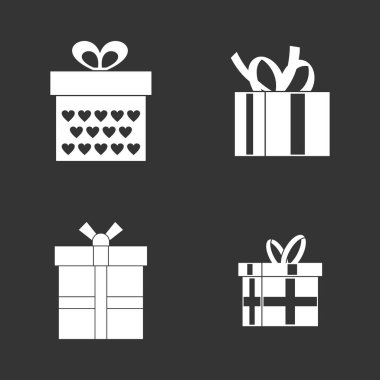 Gri vektör hediye kutusu simgesini ayarla