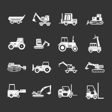 Gri vektör inşaat araç Icon set