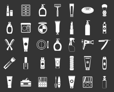 Gri vektör güzellik öğeleri Icon set