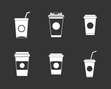 Gri vektör plastik kap Icon set