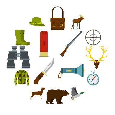 Simgeler avcılık düz stil ayarla