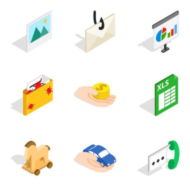 Dünya çapında web Icons set, izometrik stili