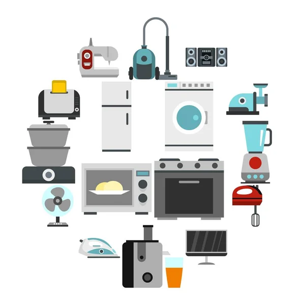 Conjunto de ícones de eletrodomésticos, estilo plano —  Vetores de Stock