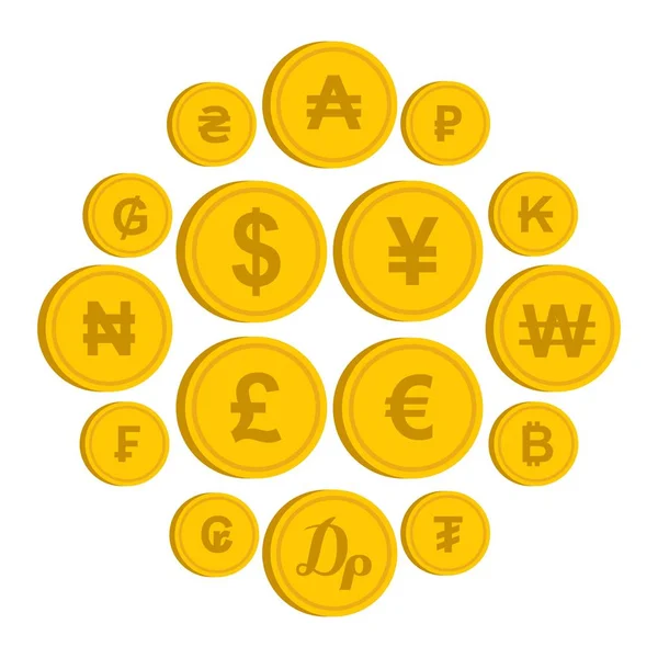 Para biriminden farklı ülkeden Icons set — Stok Vektör