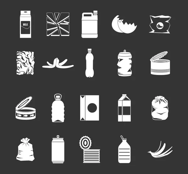 Garbage icon set grey vector — Stock Vector