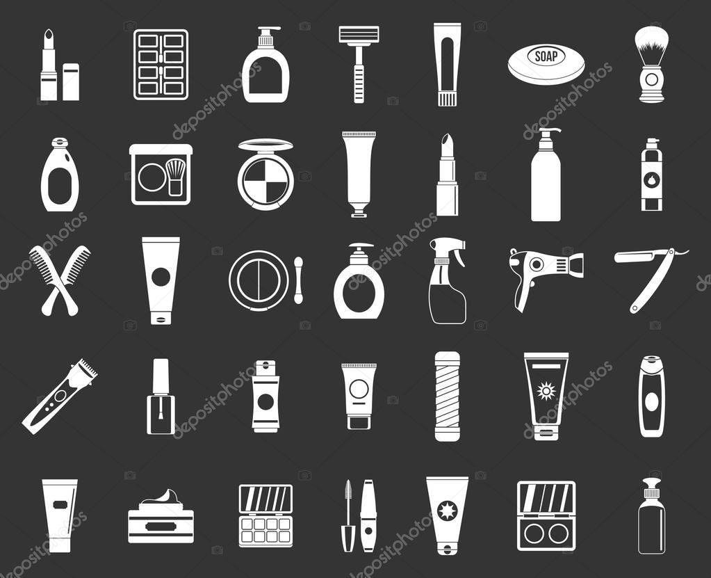Beauty elements icon set vector white isolated on grey background