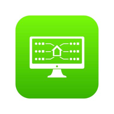 Monitör simgesi yeşil vektör