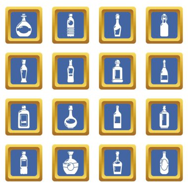 Mavi kare vektör şişe Icons set