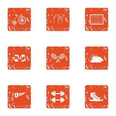Spor yürütmek Icons set, grunge tarzı