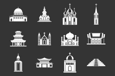 Gri vektör Tapınağı Icon set