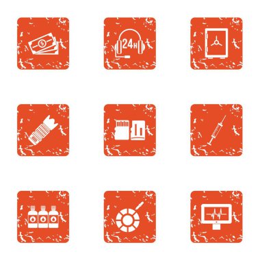 İş telefon simgeler kümesi, grunge tarzı