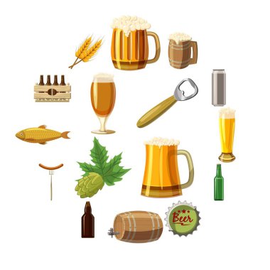 Bira Icons set, karikatür tarzı