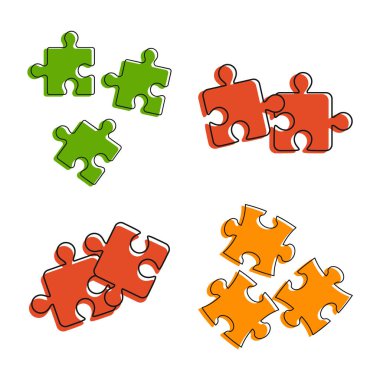 Bulmaca simge seti, renk anahat stili