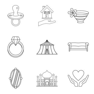 Karısı Icons set, anahat stili