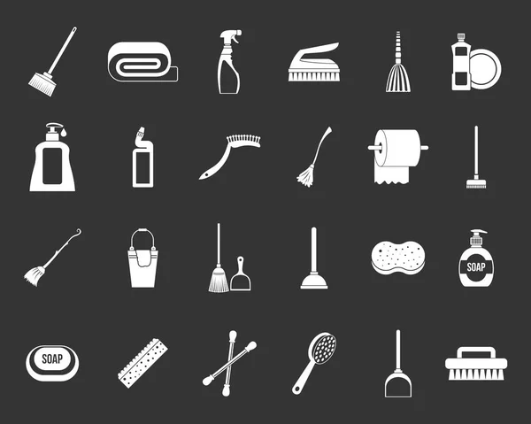 Cleaning tools icon set grey vector — Stock Vector