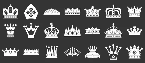 Corona icono conjunto gris vector — Archivo Imágenes Vectoriales