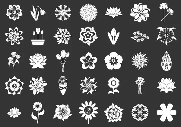 Flor icono conjunto gris vector — Vector de stock