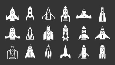 Gri vektör roket Icon set