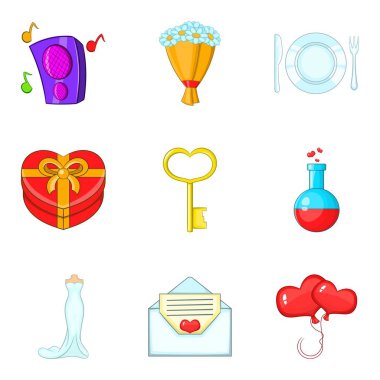 Sevgili Icons set, karikatür tarzı