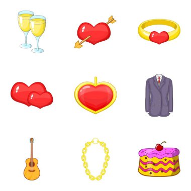 Hararetli favori Icons set, karikatür tarzı