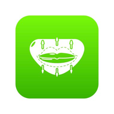 Dudak büyütme yeşil simge vektör