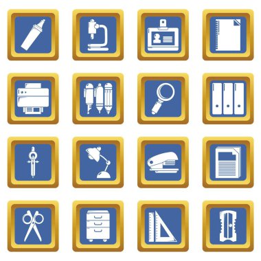 Mavi kare vektör Kırtasiye Icons set