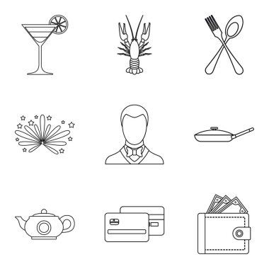 Bayram Icons set düğün, anahat stili