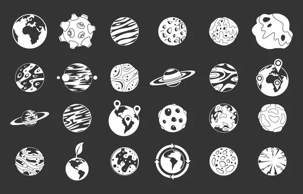 Universe planet icon set grey vector — Stock Vector