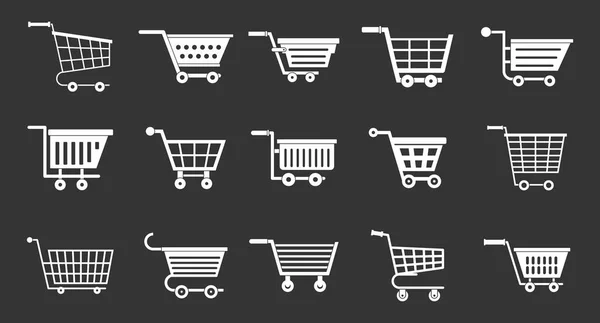 Winkel pictogrammenset cart grijs vector — Stockvector