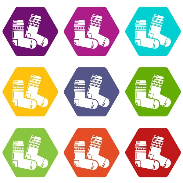 Calcetines iconos conjunto 9 vector — Archivo Imágenes Vectoriales