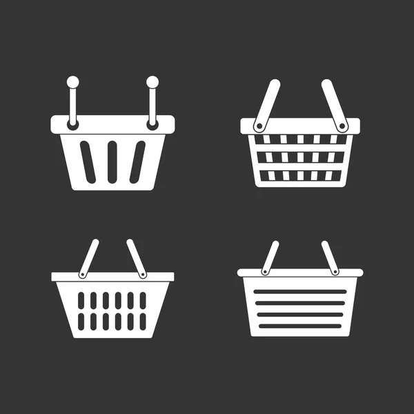 Shopping basket icon set grey vector — Stock Vector