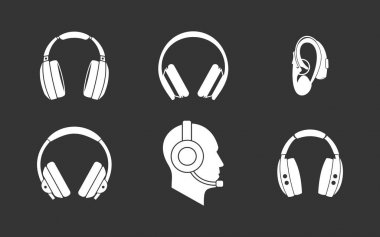 Gri vektör kulaklık Icon set