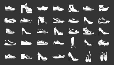 Gri vektör ayakkabı Icon set