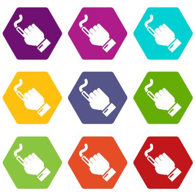 9 vektör el tıklayın Icons set