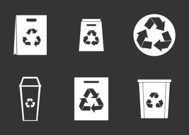 Malzeme Icon set gri vektör geri dönüşüm