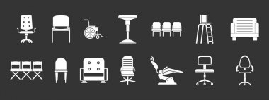 Gri vektör sandalye Icon set
