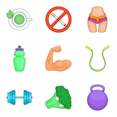 Sağlam sağlık Icons set, karikatür tarzı