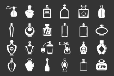 Gri vektör parfüm Icon set