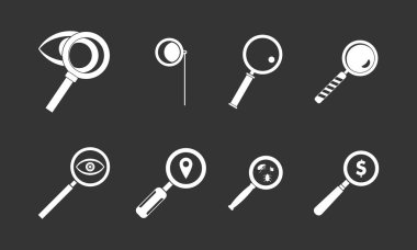 Gri vektör büyüteç simgesini ayarla