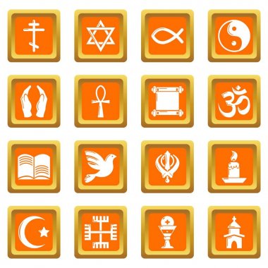 Turuncu kare vektör din Icons set