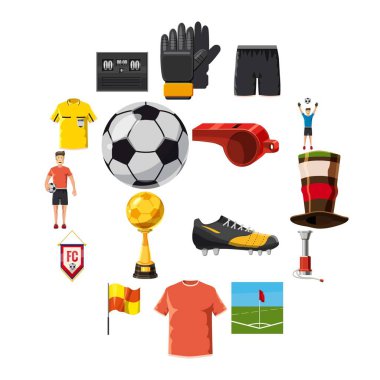 Futbol, karikatür tarzı futbol Icons set