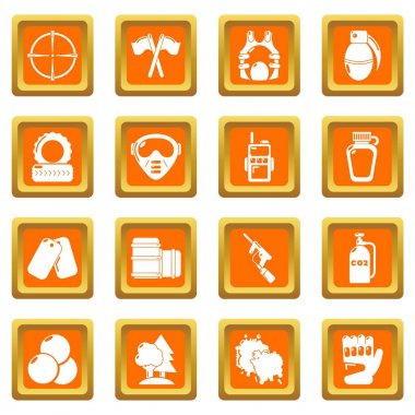 Turuncu kare vektör Paintball Icons set