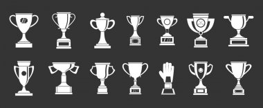 Gri vektör Trophy Kupası Icon set