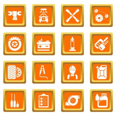 Turuncu kare vektör otomatik onarım Icons set
