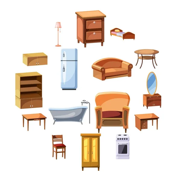 Möbler och hushållsapparater ikoner set — Stock vektor