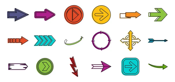 Conjunto de iconos de flechas, estilo de contorno de color — Vector de stock