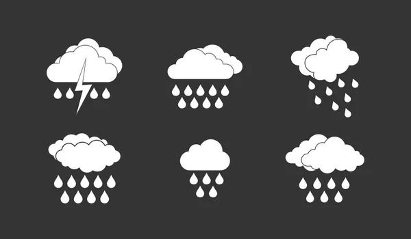 Ícone de nuvem chuvosa conjunto vetor cinza — Vetor de Stock