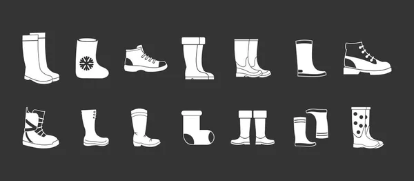Boots icon set grey vector — Stock Vector