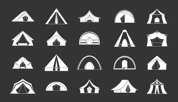 Zelt Icon Set grauer Vektor — Stockvektor